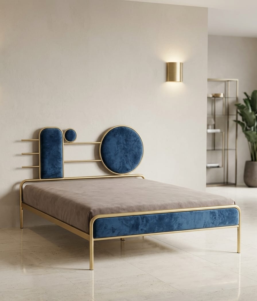 Gold Tubular Steel Bed