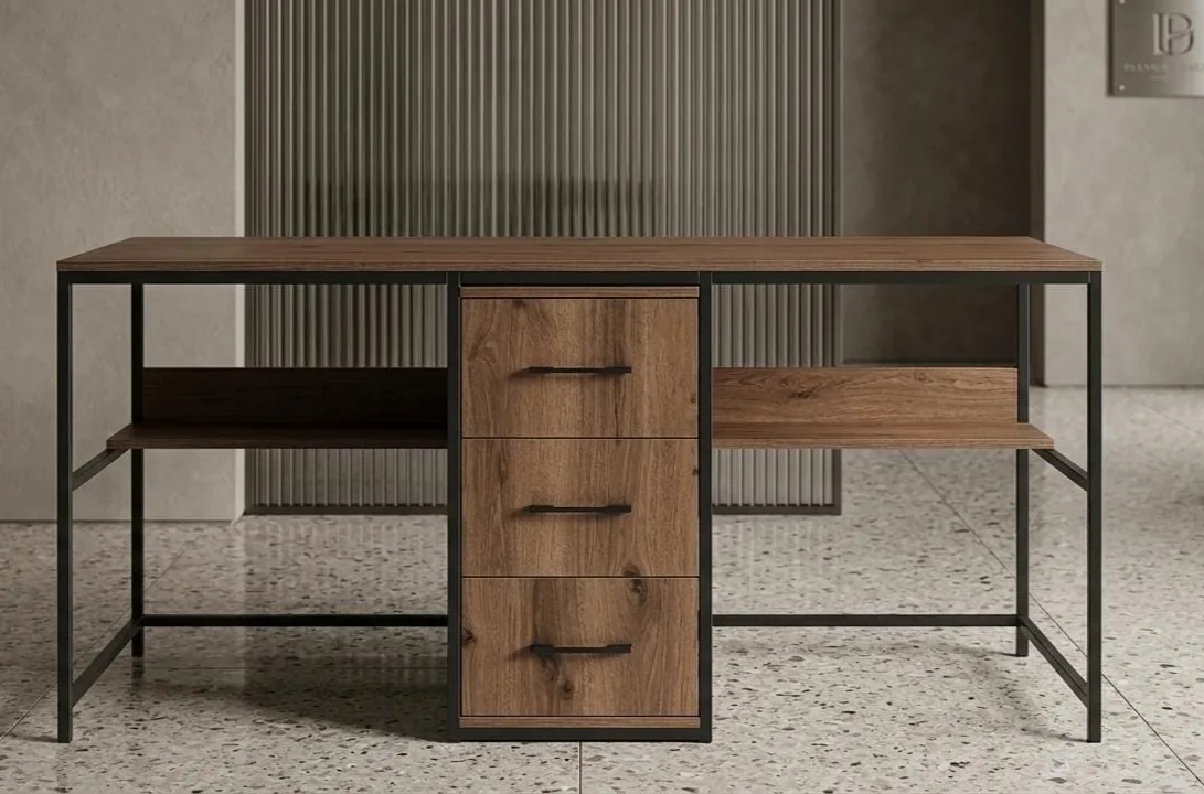 Double Desk with Drawer Unit